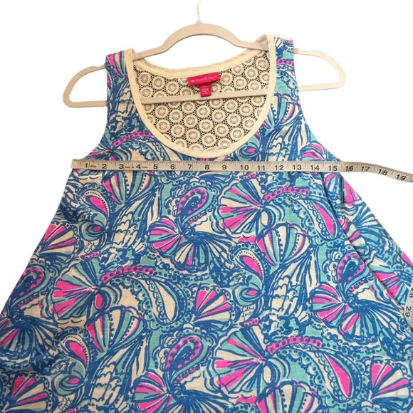 Lilly Pulitzer for Target Women's My Fans Crochet High Low Tank Top Blue Small - Picture 5 of 7